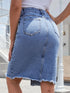 'Khaleesi' Raw Hem Slit Denim Skirt - Celes Fashion